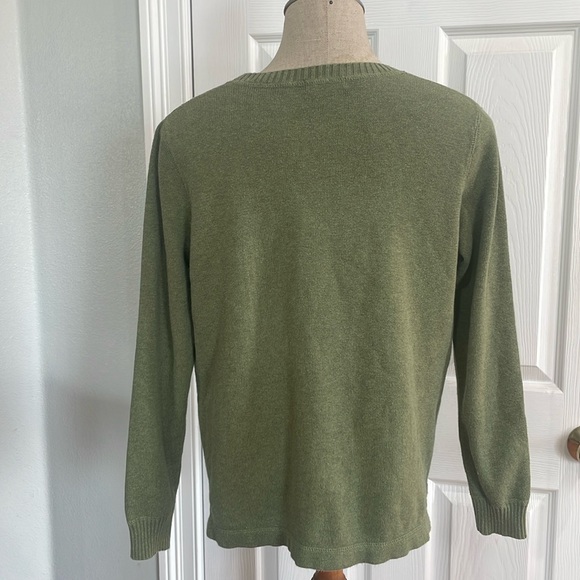 Eddie Bauer pull over sweater crewneck olive green cotton men women size small S - Picture 3 of 5